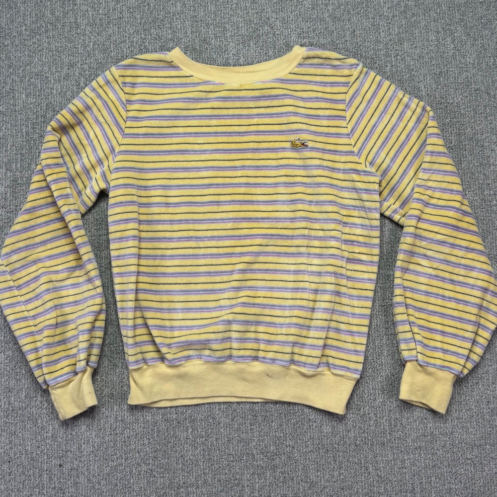Vintage Haymaker Lacoste Velour Sweatshirt Yellow Striped Pastel SZ‎ Small